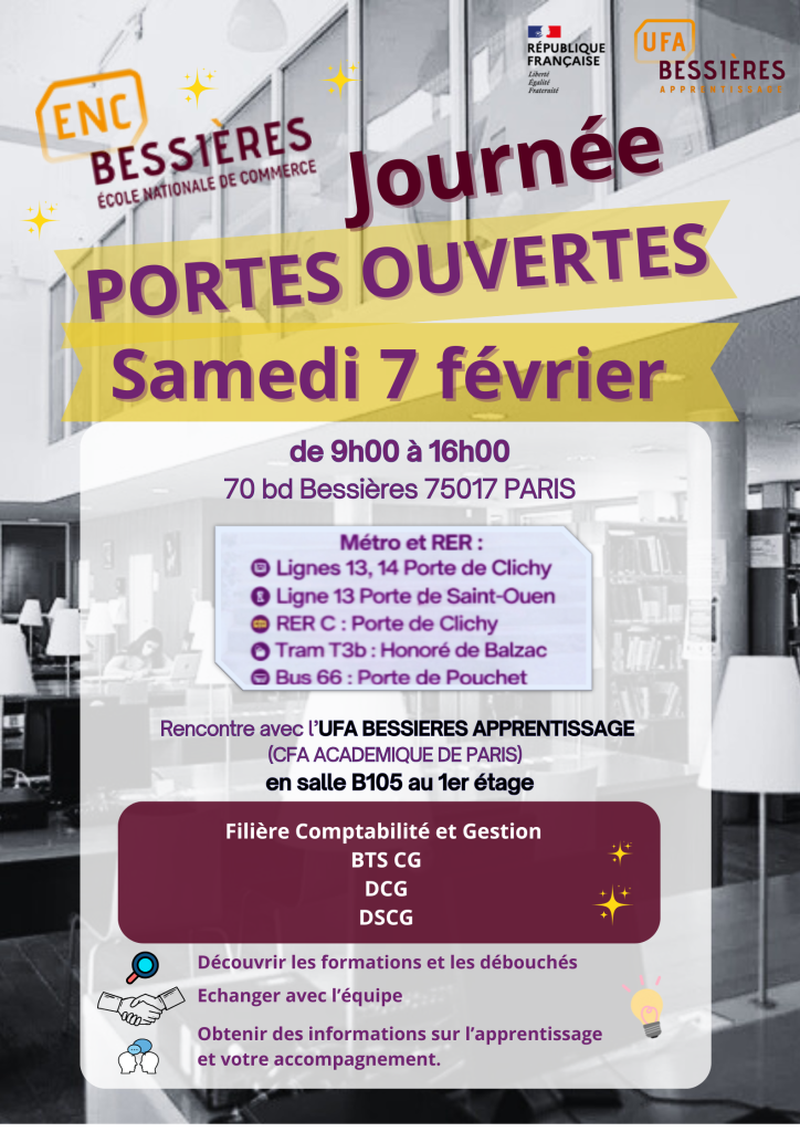 Affiche événement journée portes ouvertes école illustratif